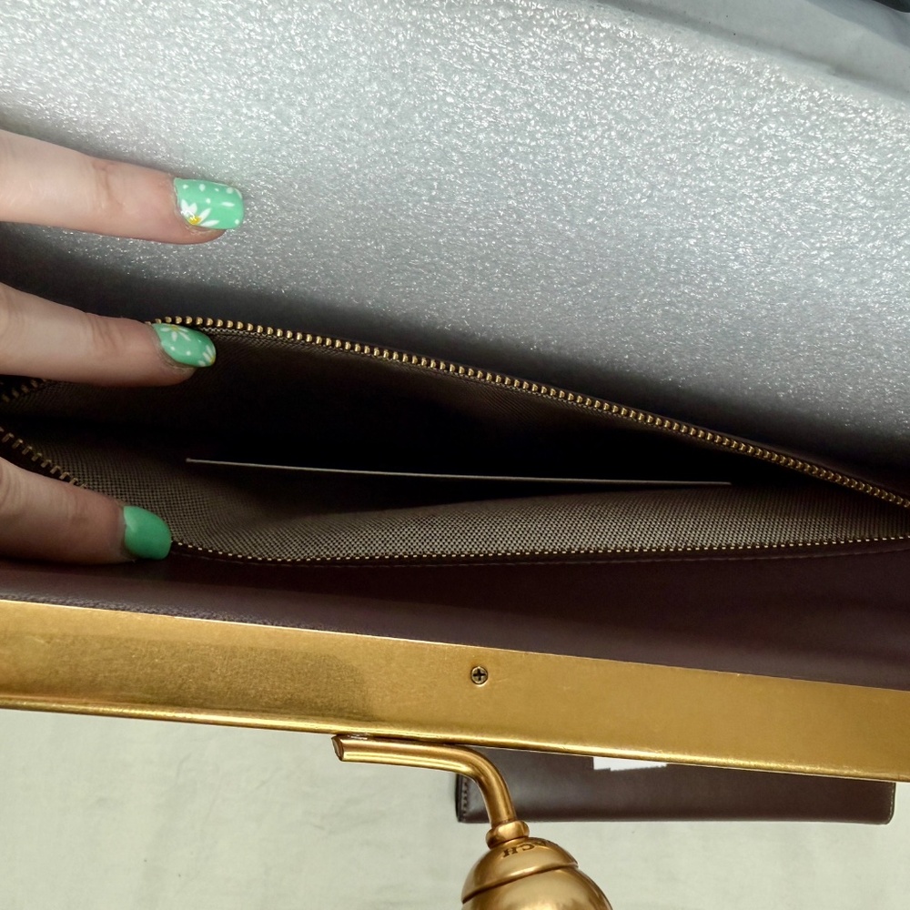 COACH Large Kisslock Frame Bag, Wallet, Bag Chain NEW W/TAGS Dark Brown CBR51 - Picture 4 of 15